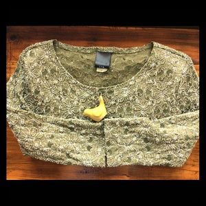 j.t.b. Green 3/4 sleeve sparkle top SZ S